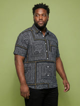Men Plus Size Sector Multicolor Printed Casual Shirt