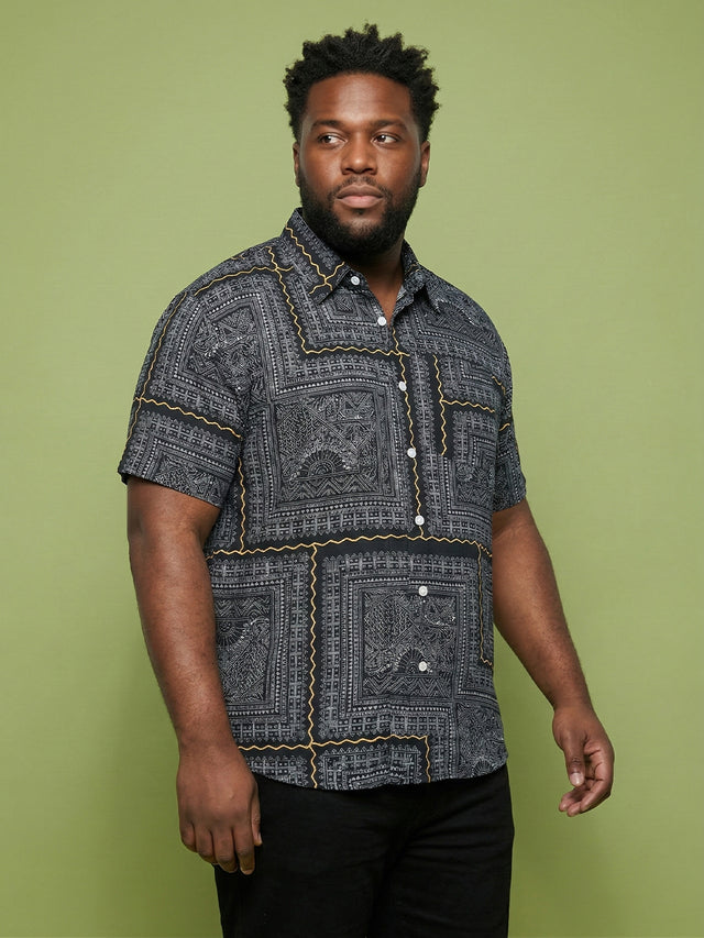 Men Plus Size Sector Multicolor Printed Casual Shirt