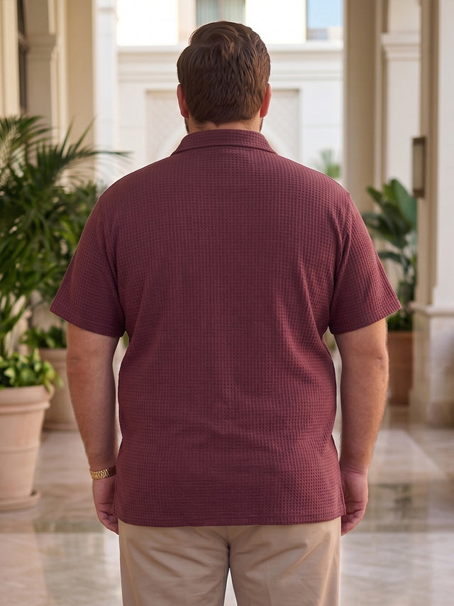Men Plus Size Derion Maroon Textured Polo Tshirt
