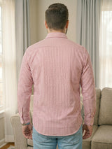 Men Plus Size Elorae Pink Striped Shirts