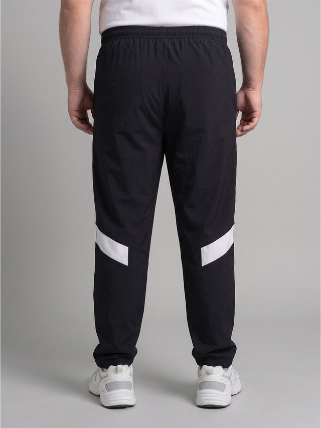 Men Plus Size Crossbeams Black Solid Trackpants