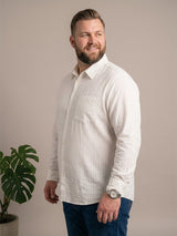Men Plus Size Pearlescent White Solid Shirts