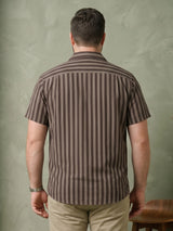 Men Plus Size Coffeescape Multi Striped Shirts