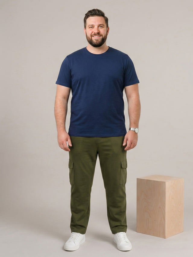 Men Plus Size Garrison Olive Solid Trackpants