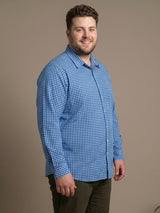 Men Plus Size Oyster Blue Check Shirts
