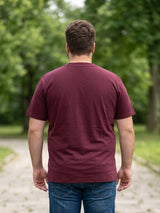 Men Plus Size Ripples Maroon Printed Round Neck