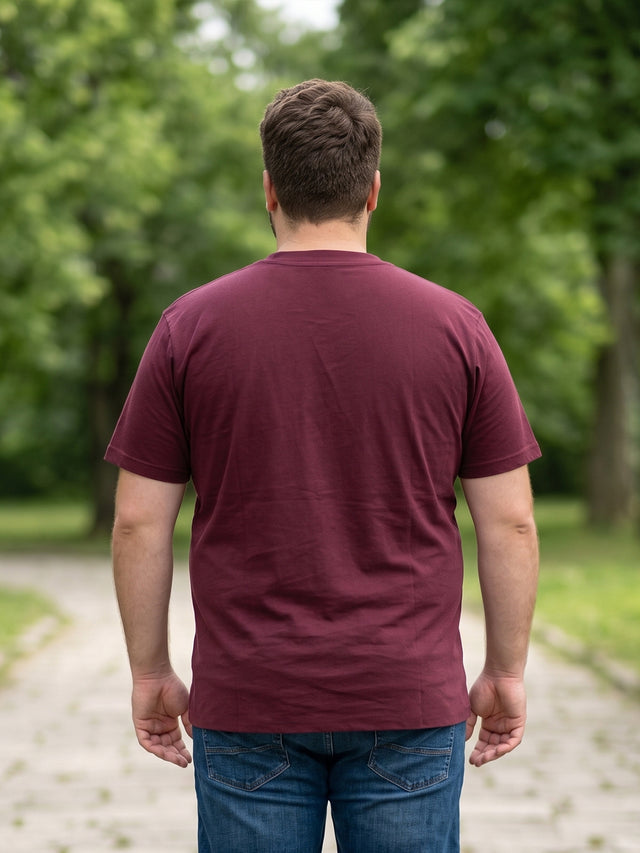Men Plus Size Ripples Maroon Printed Round Neck