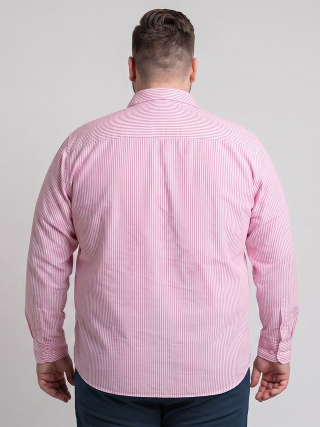 Men Plus Size Zovan Pink Striped Shirts