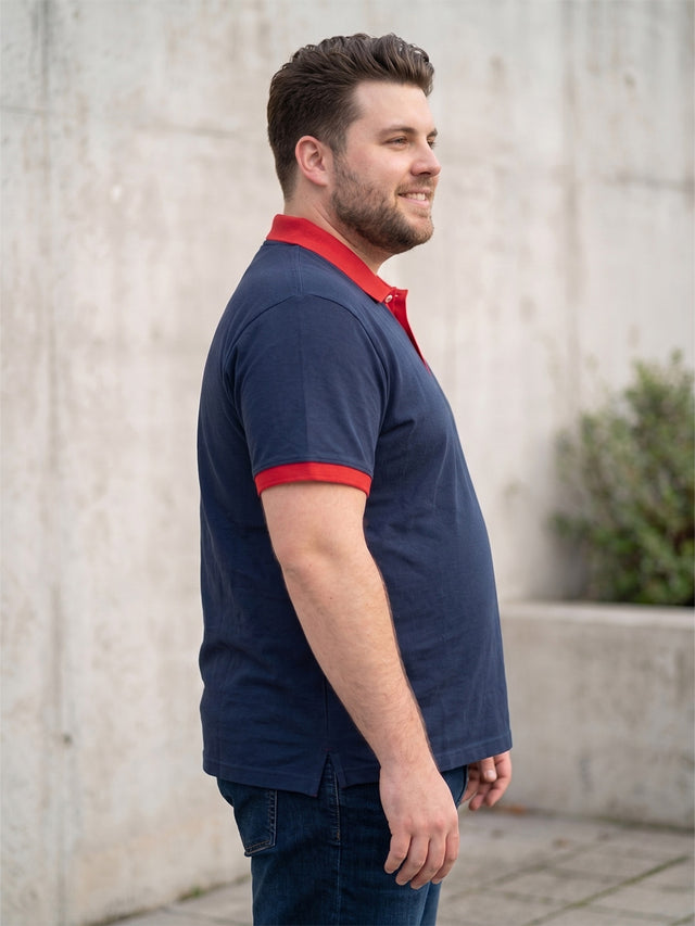 Men Plus Size Assorted Navy Blue Solid Polo