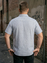 Men Plus Size CoreFlex Sky Blue Striped Shirts