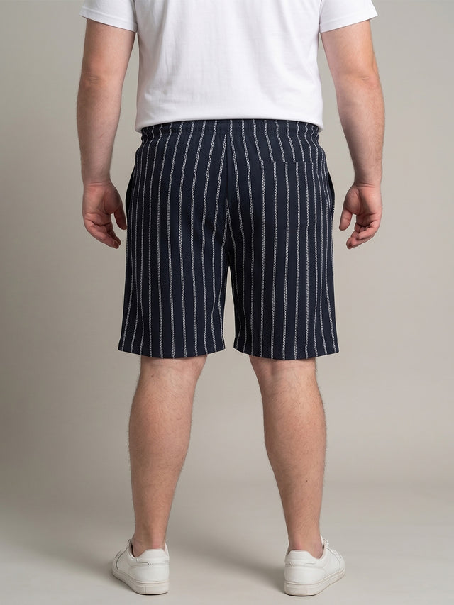 Men Plus Size Ribline Multi Striped Shorts