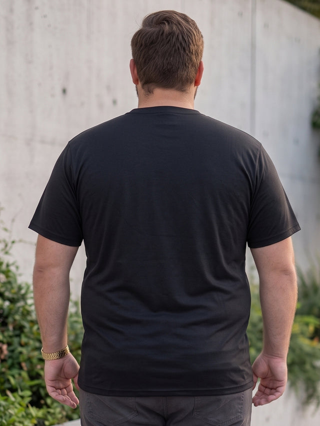 Men Plus Size Vaporcrew-Black Black Solid Round Neck