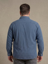 Men Plus Size Stormstripe Navy Blue Striped Shirts