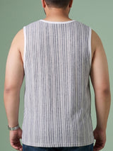 Men Plus Size Deluge White Striped Vest