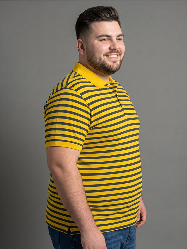 Men Plus Size Bisque Multi Striped Polo