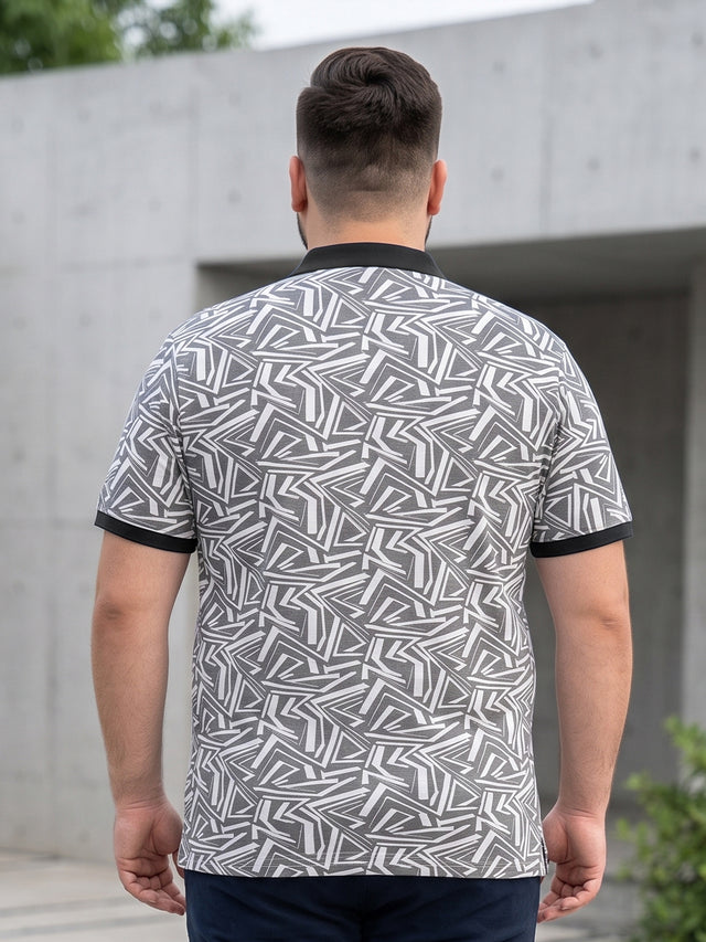 Men Plus Size Geoza Multi Printed Polo Tshirt