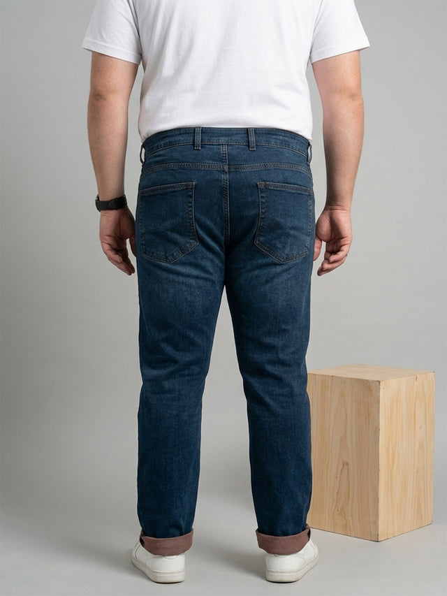 Men Plus Size Dexvion Navy Blue Tinted Wash Jeans