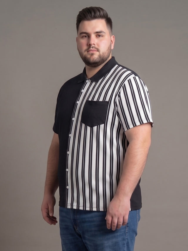 Men Plus Size Biforma Multi Colorblock Shirts