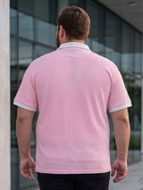 Men Plus Size Elora-Pink Pink Textured Polo T-Shirt
