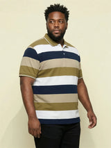 Men Plus Size Coluxe Multicolor Colorblock Polo Tshirt