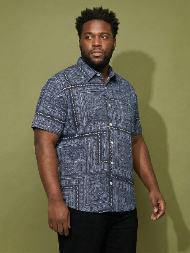 Men Plus Size Talisman Multicolor Printed Casual Shirt
