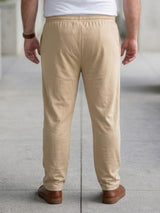 Men Plus Size Gossamer Beige Solid Trackpant