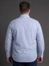 Men Plus Size Mirexo Sky Blue Striped Shirts