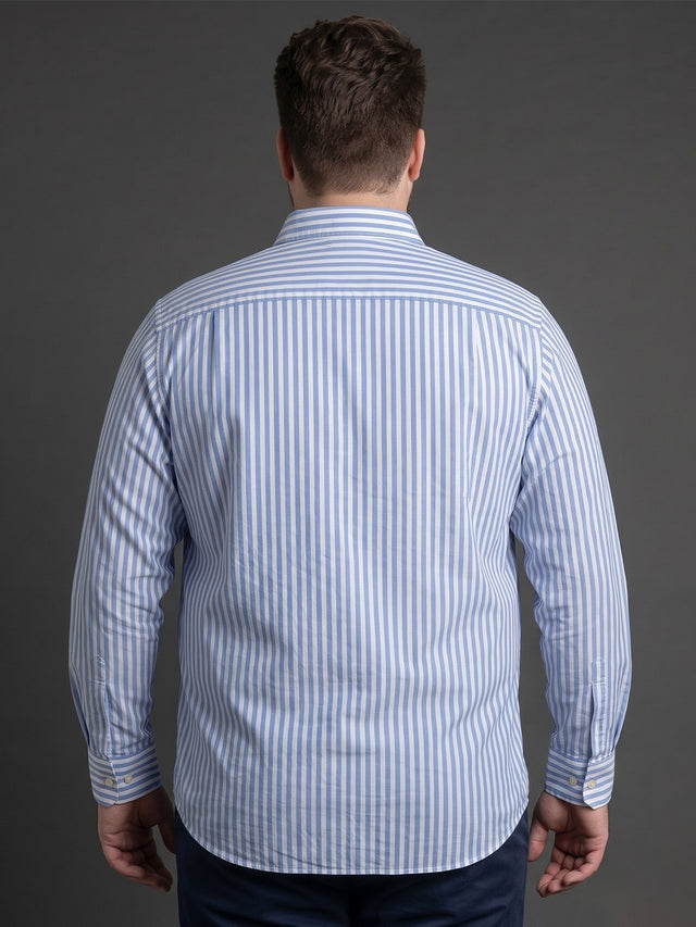 Men Plus Size Mirexo Sky Blue Striped Shirts