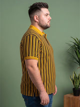 Men Plus Size Sepia Multi Striped Polo