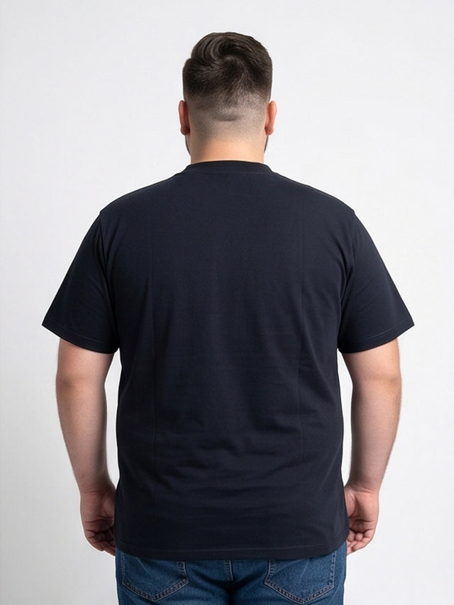 Men Plus Size Wildword Black Printed Round Neck