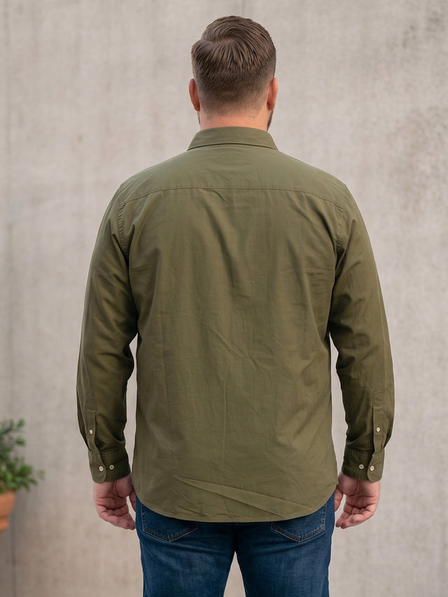Men Plus Size Taupe Olive Solid Shirts