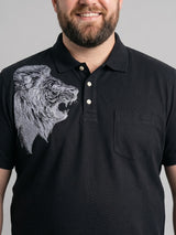 Men Plus Size Savra Black Printed Polo