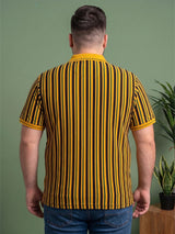 Men Plus Size Sepia Multi Striped Polo