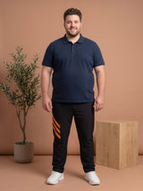 Men Plus Size Nightlights Black Solid Trackpants