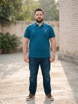 Men Plus Size Beast-Teal Teal Solid Polo