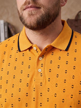 Men Plus Size Goldra Yellow Printed Polo Tshirt