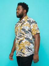 Men Plus Size Foliage Multicolor Printed Casual Shirt