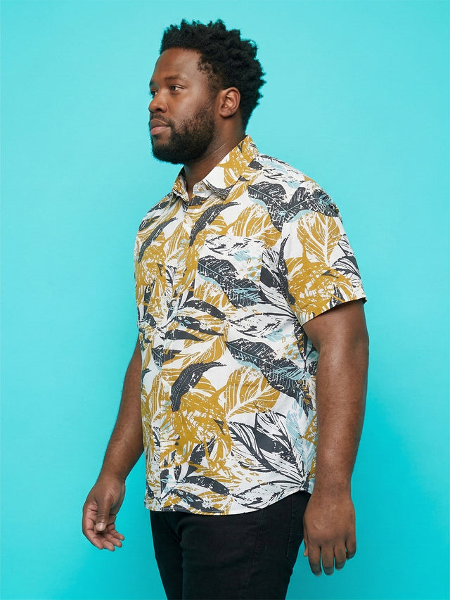 Men Plus Size Foliage Multicolor Printed Casual Shirt