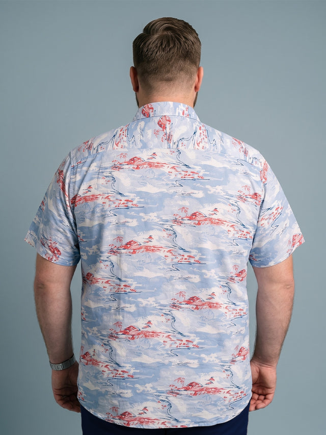 Men Plus Size Windscape Multi Printed Shirts