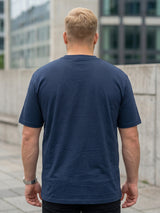Men Plus Size Soulwave Navy Blue Printed Round Neck