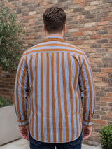 Men Plus Size Cocoa Multi Striped Shirts