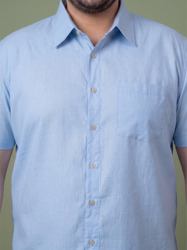 Men Plus Size OakLine Sky Blue Solid Shirts