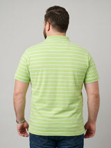 Men Plus Size Pistachio Multi Striped Polo