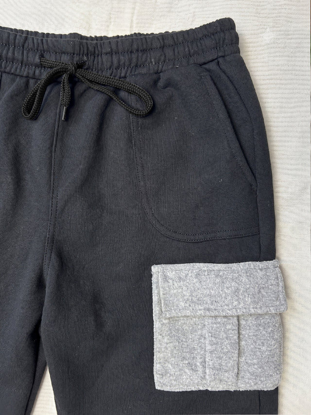 Men Plus Size Xeric Black Solid Trackpants