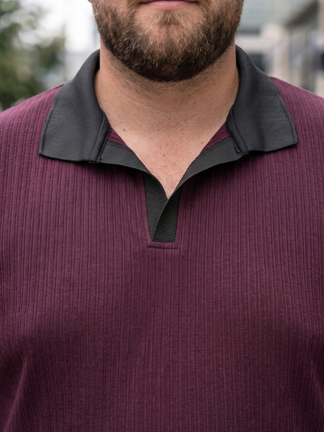Men Plus Size Zorathn Wine textured Polo Tshirts