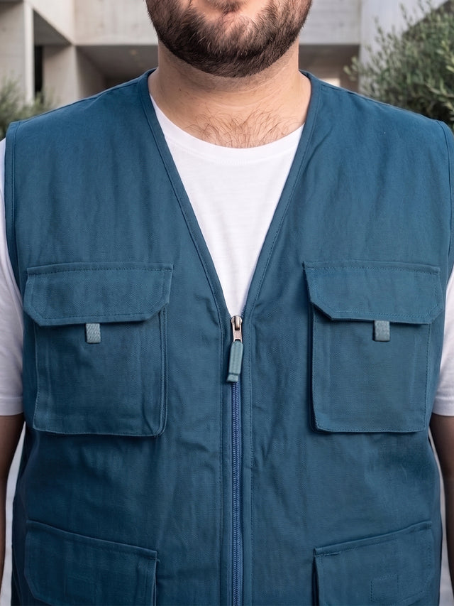 Men Plus Size Drift-Teal Solid Teal Utility Jacket