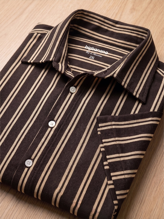 Men Plus Size Coffeescape Multi Striped Shirts
