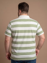 Men Plus Size Fence Multi Colorblock Polo