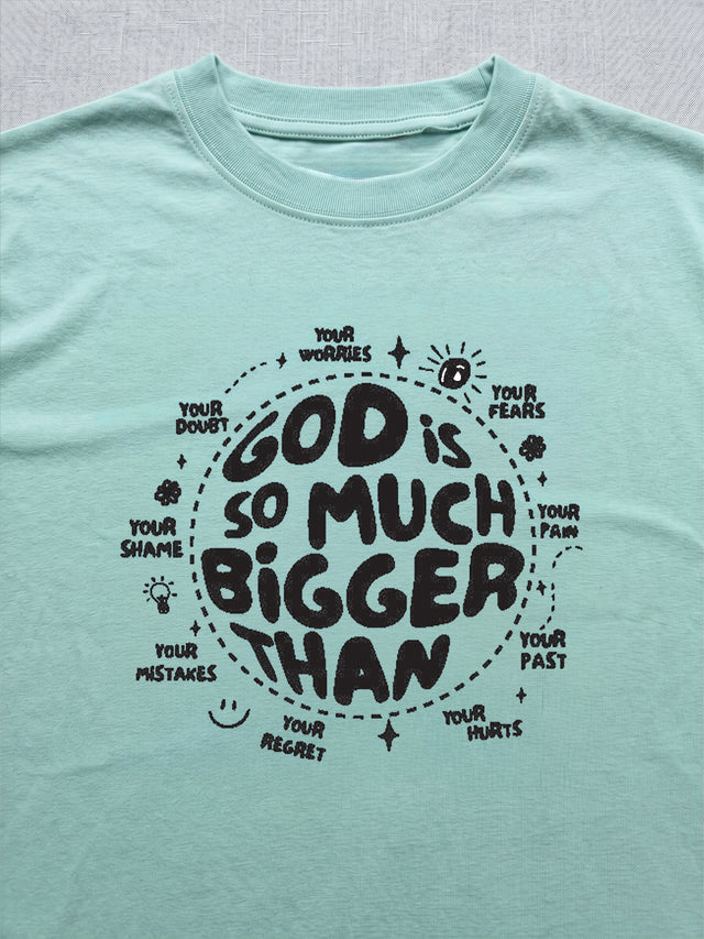 Men Plus Size Sagespirit Light Green Printed Round Neck