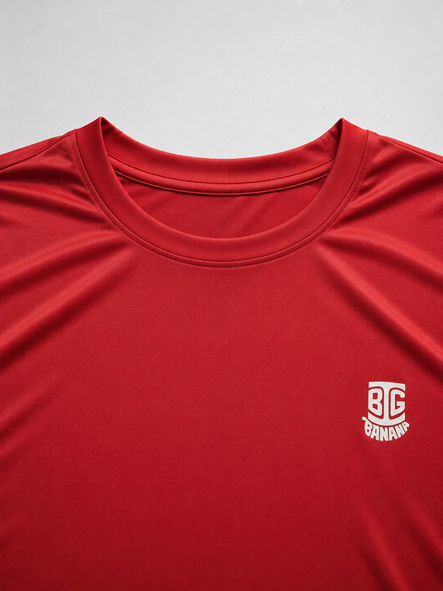 Men Plus Size Hiddenmist-Red Solid Red Round Neck Tshirt